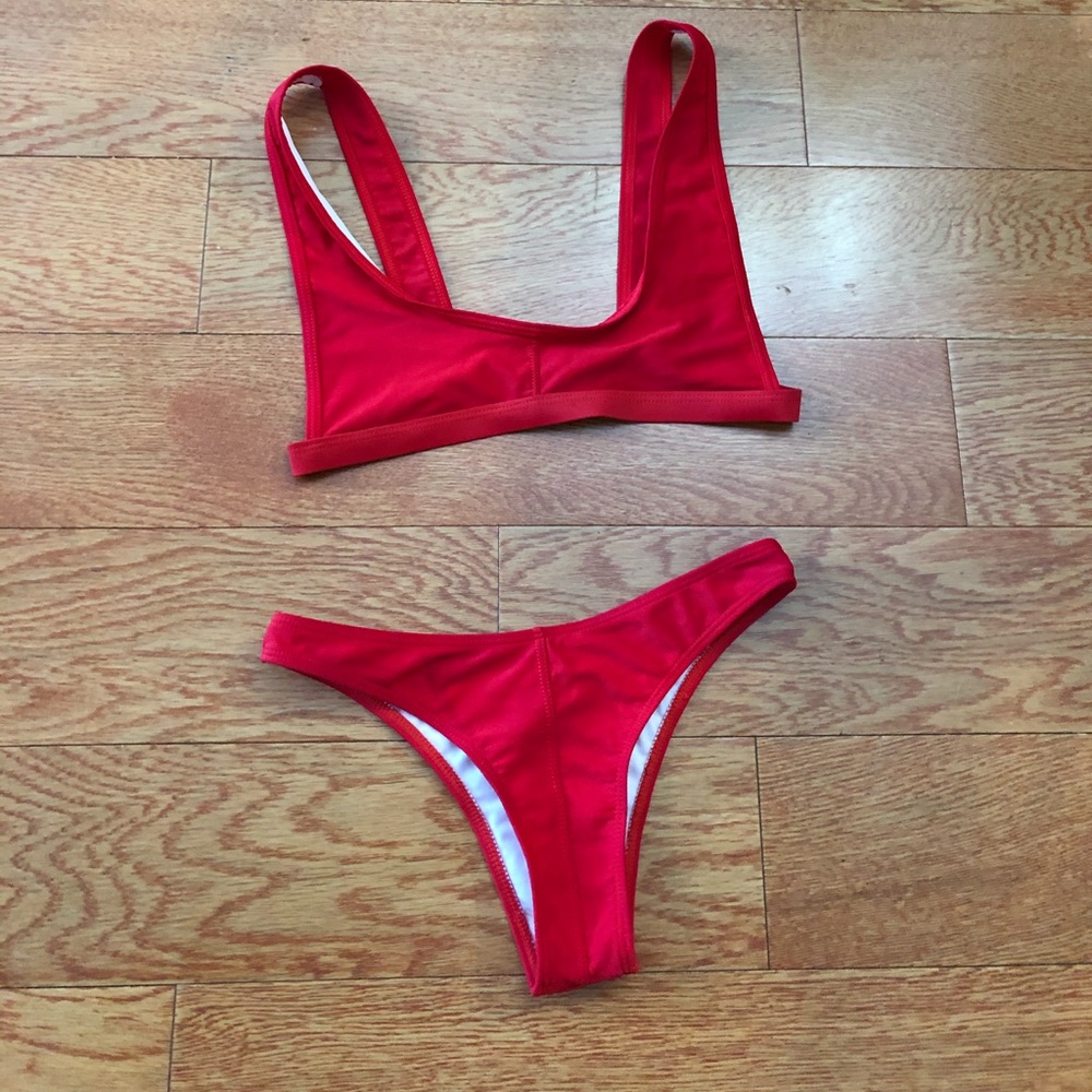 Zaful red sports bra top bikini